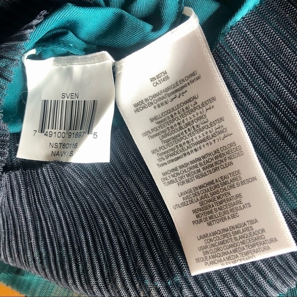 BCBG NWOT Sven micropleat minidress navy teal S - Picture 10 of 10